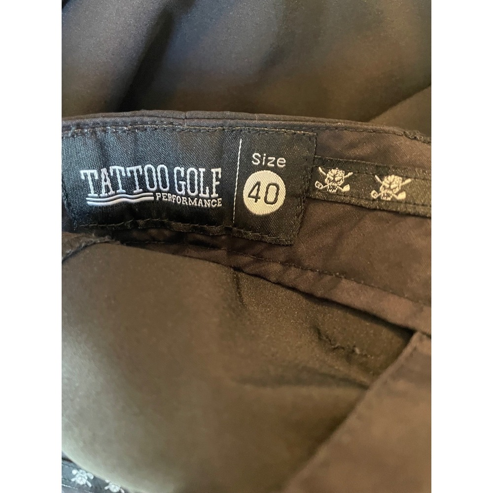 Tattoo Golf 11" Black Golf Shorts Size 40 Black Skull Crossbones Back Logo - Picture 6 of 7